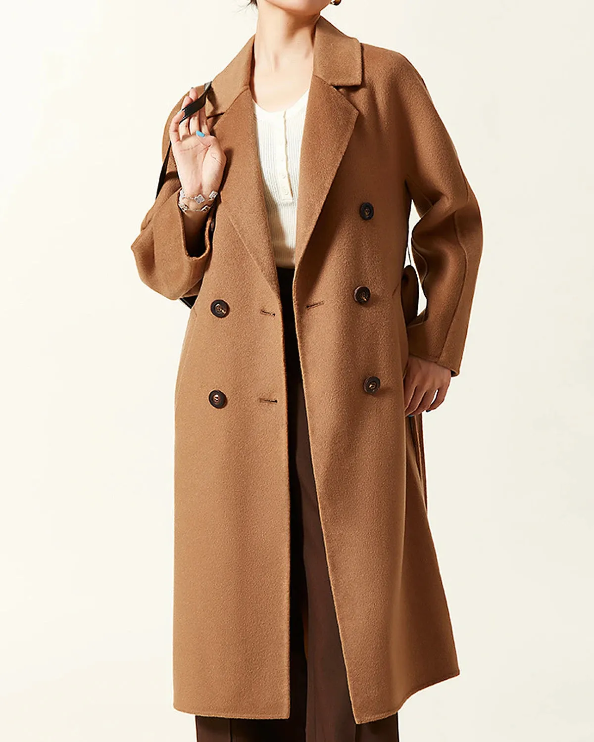 Double-breasted Belted Wool Coat sold by DAISYSILK