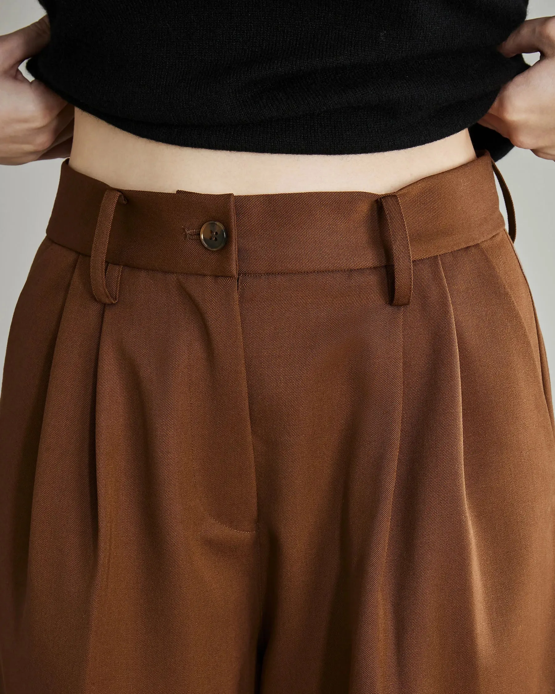 Women's Pleated Wool Wide Leg Pants sold by DAISYSILK product image thumbnail 3