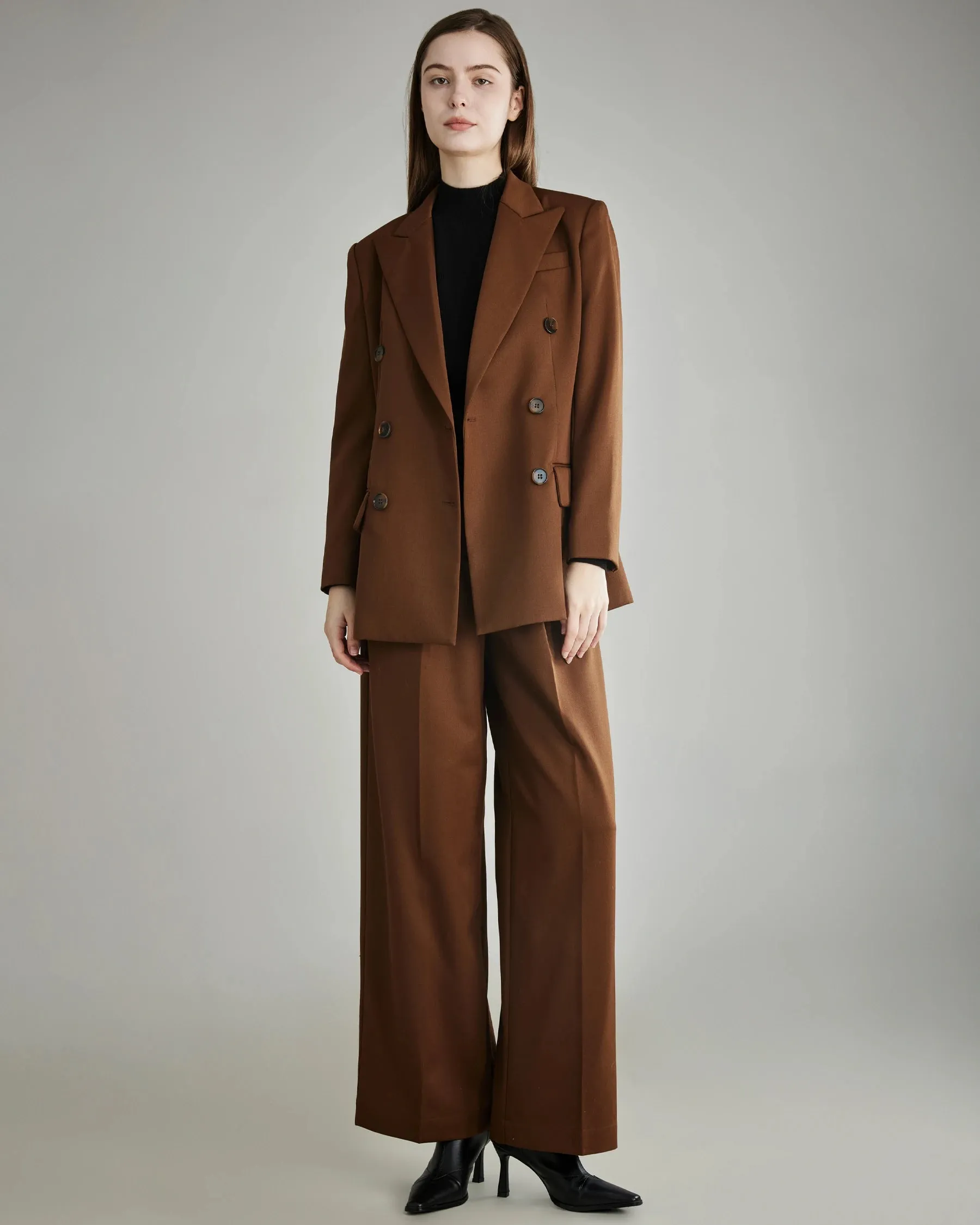 Women's Pleated Wool Wide Leg Pants sold by DAISYSILK product image thumbnail 4