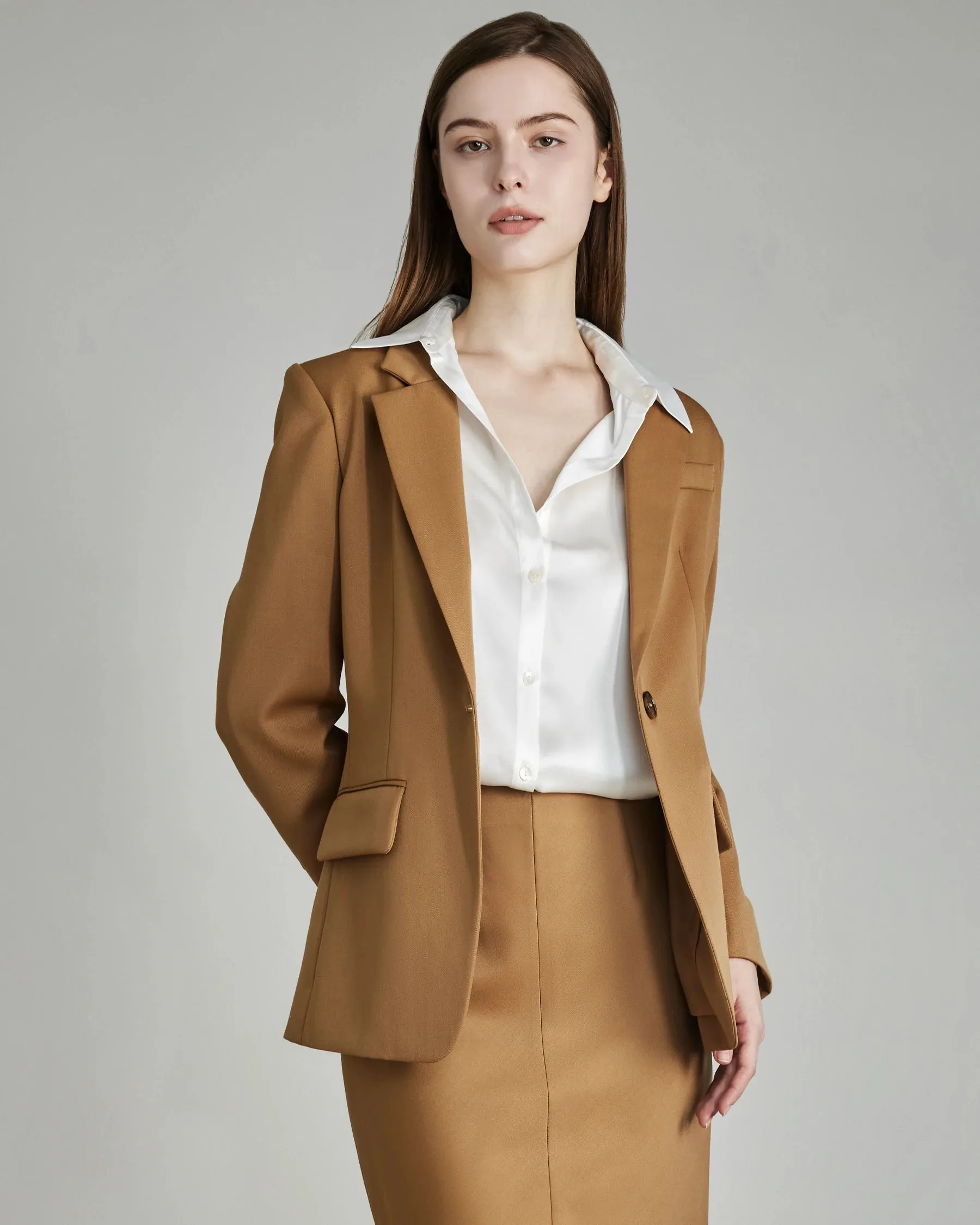 Women's Wool Blazer with Single Button sold by DAISYSILK product image thumbnail 5