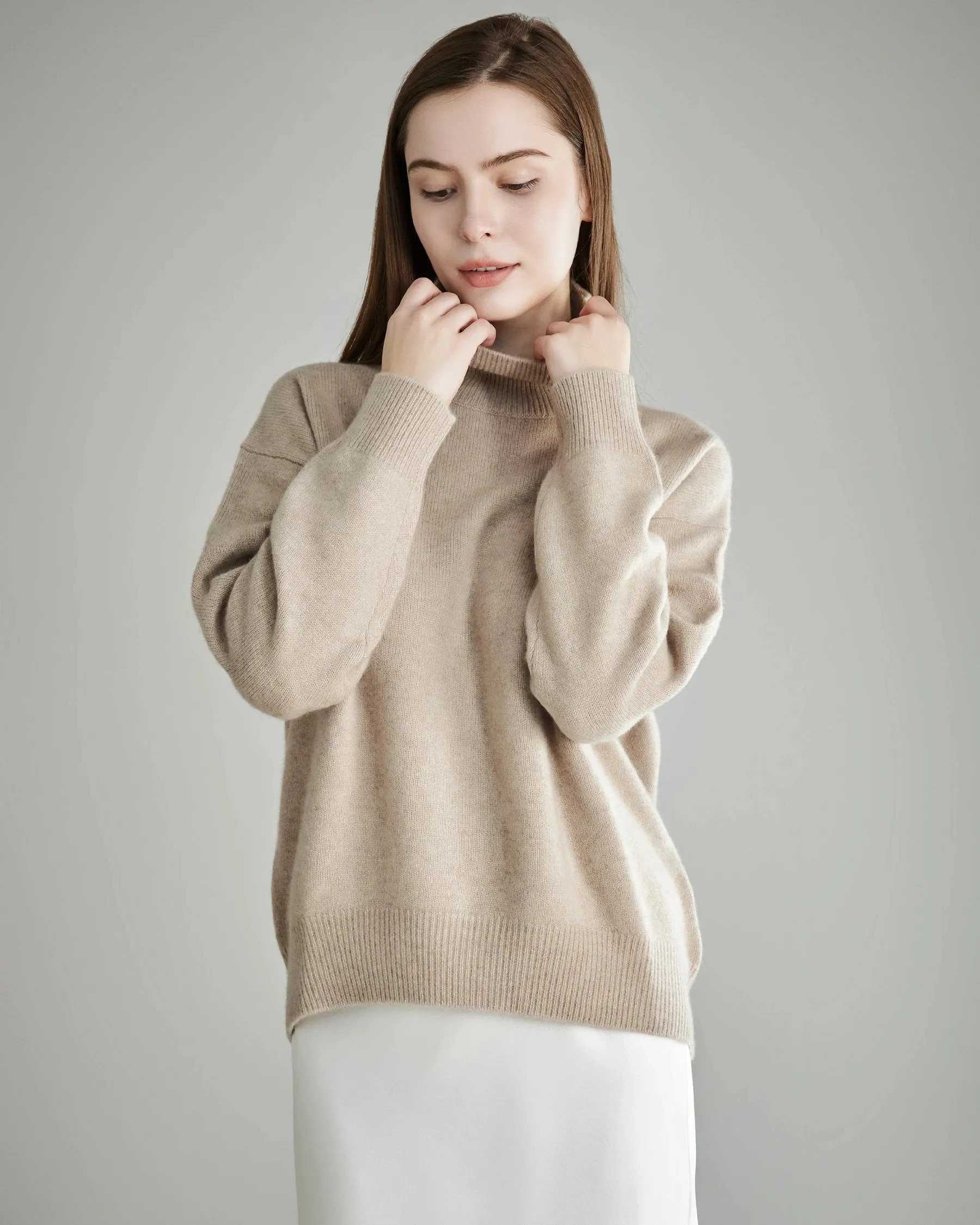 Women's Loose Turtleneck Cashmere Sweater sold by DAISYSILK