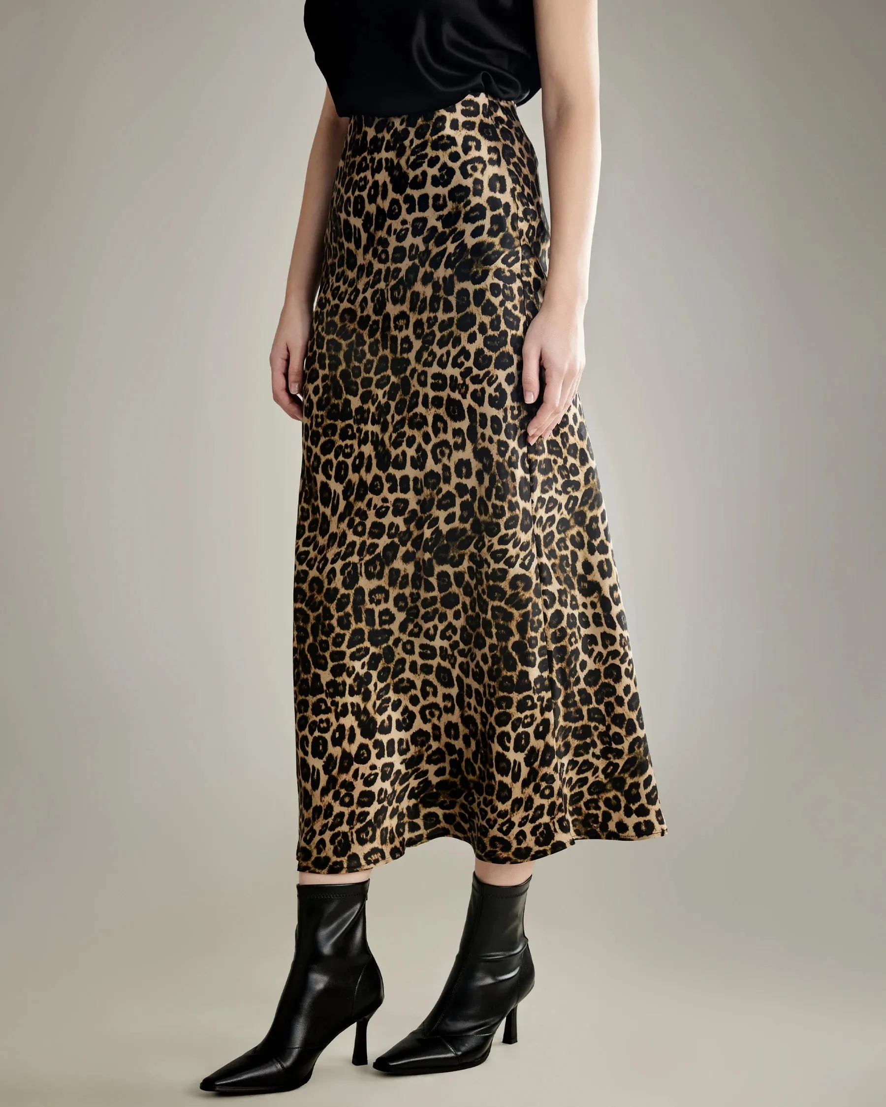 Classic Leopard Print Maxi Silk Skirt sold by DAISYSILK