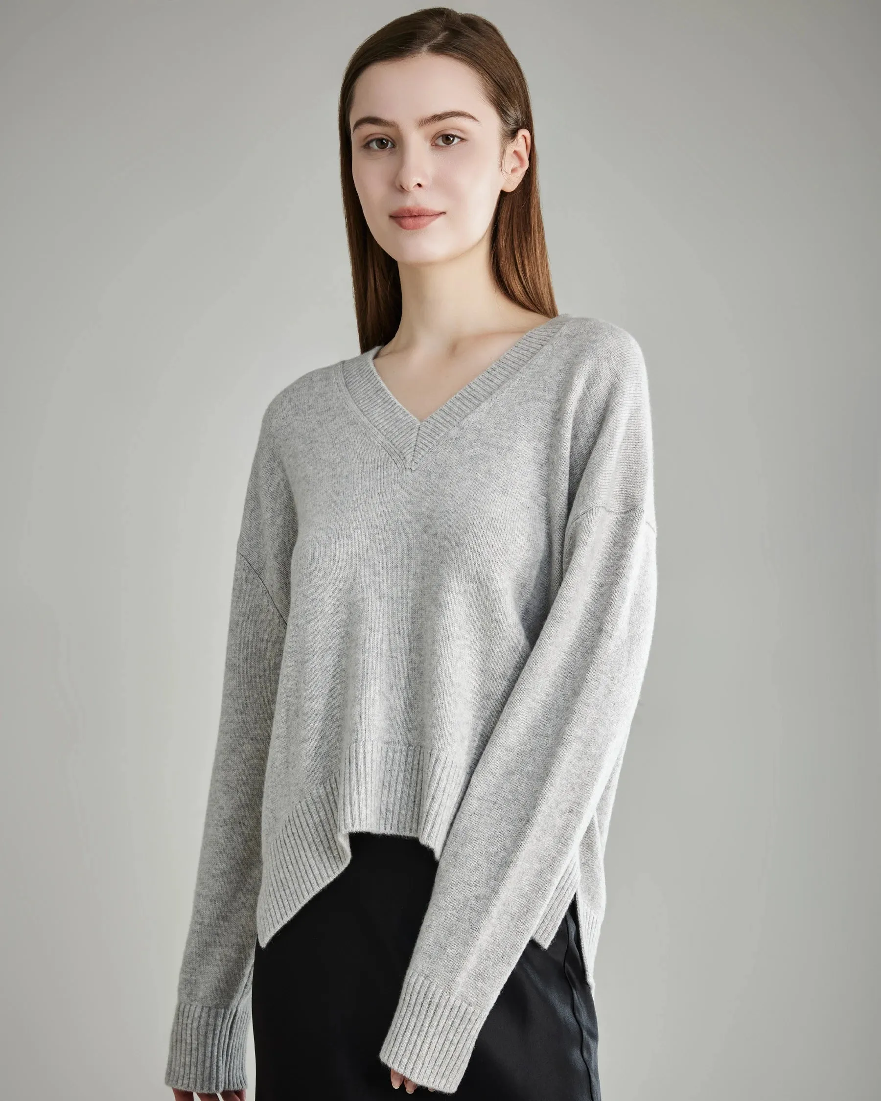 Oversized V-Neck Cashmere Sweater sold by DAISYSILK