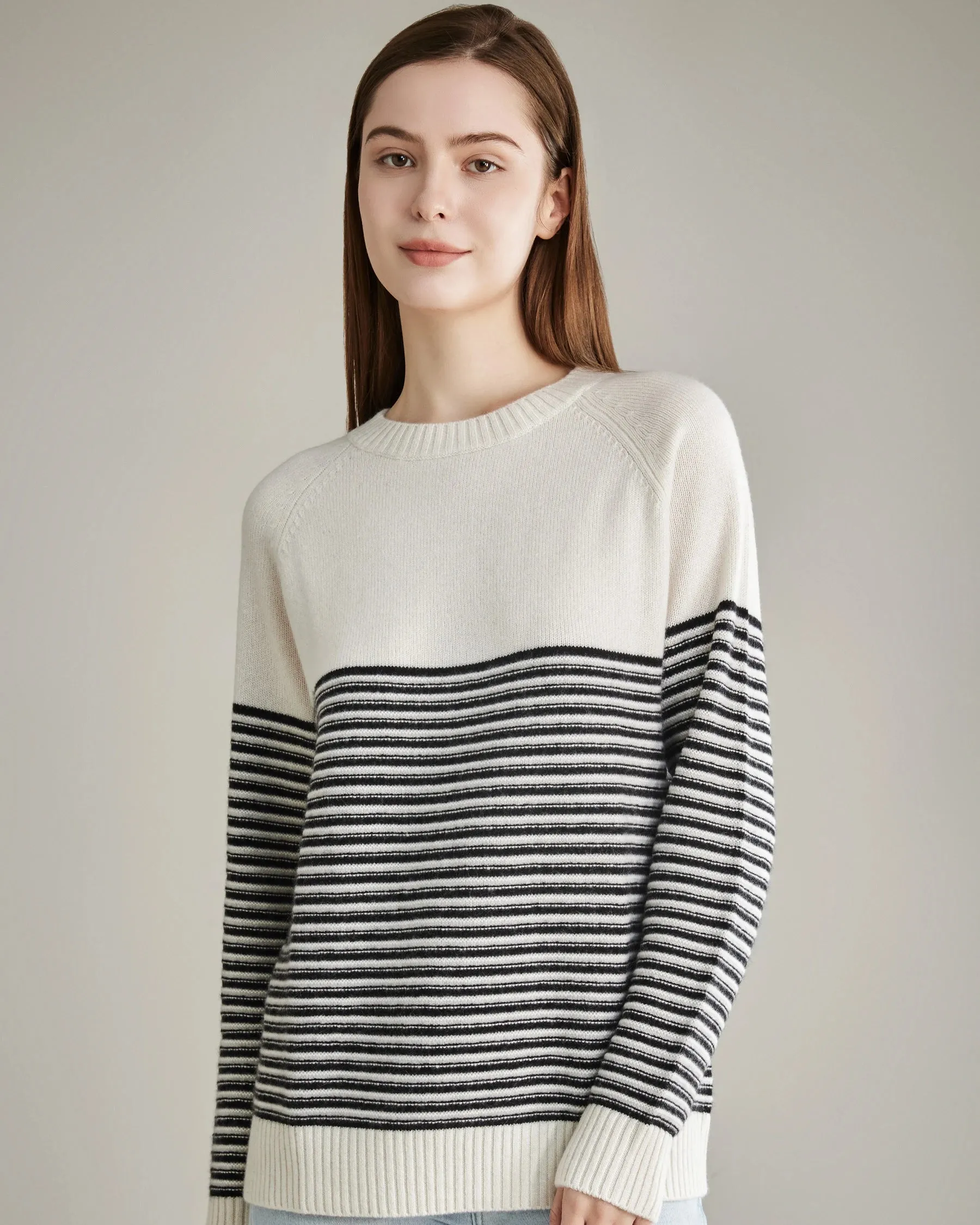 Striped Crewneck Cashmere Sweater sold by DAISYSILK