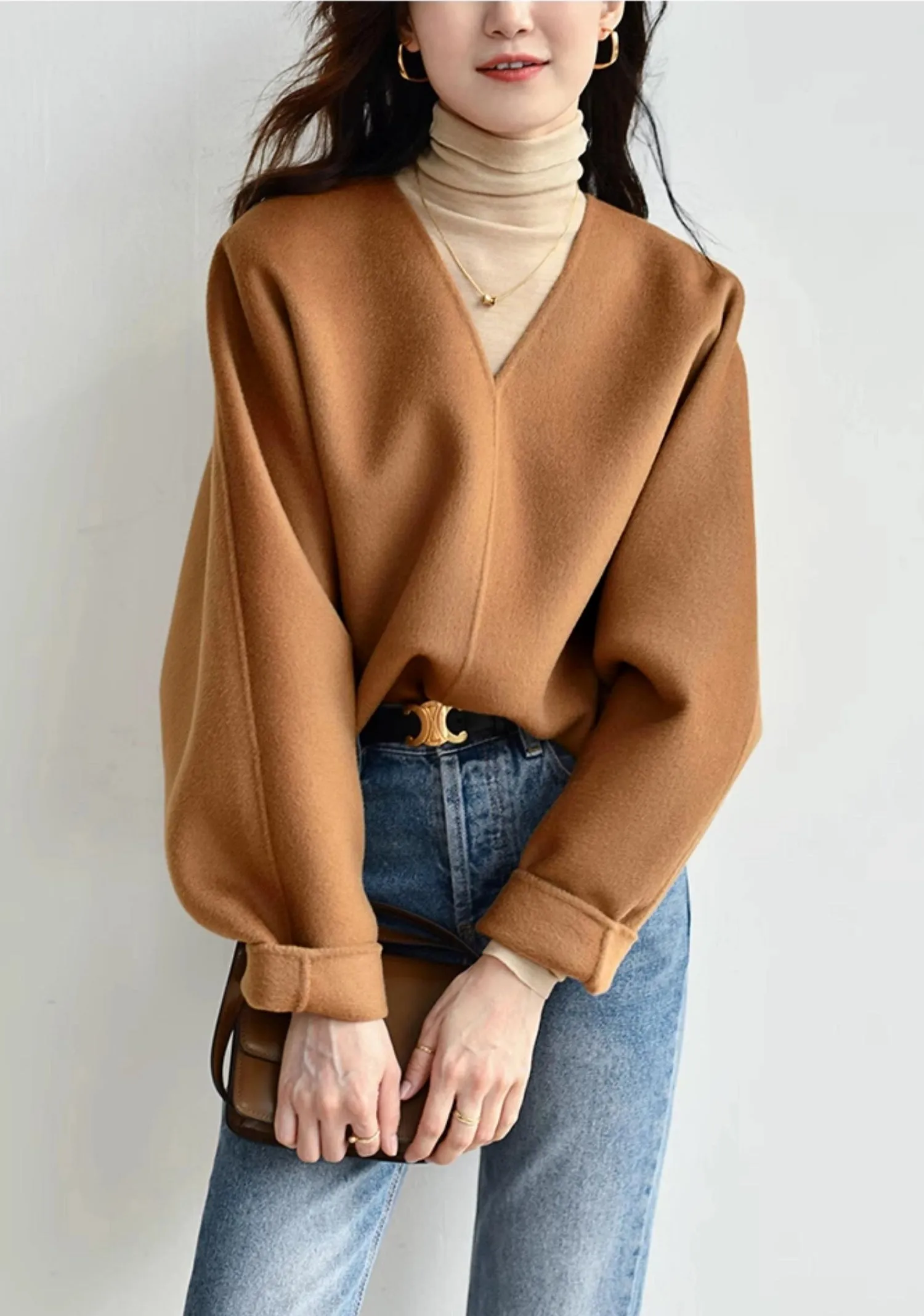 V-Neck Wool Pullover Jacket sold by DAISYSILK product image thumbnail 2