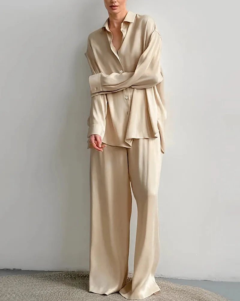 Oversized Full Length Silk Pajamas Set sold by DAISYSILK product image thumbnail 2