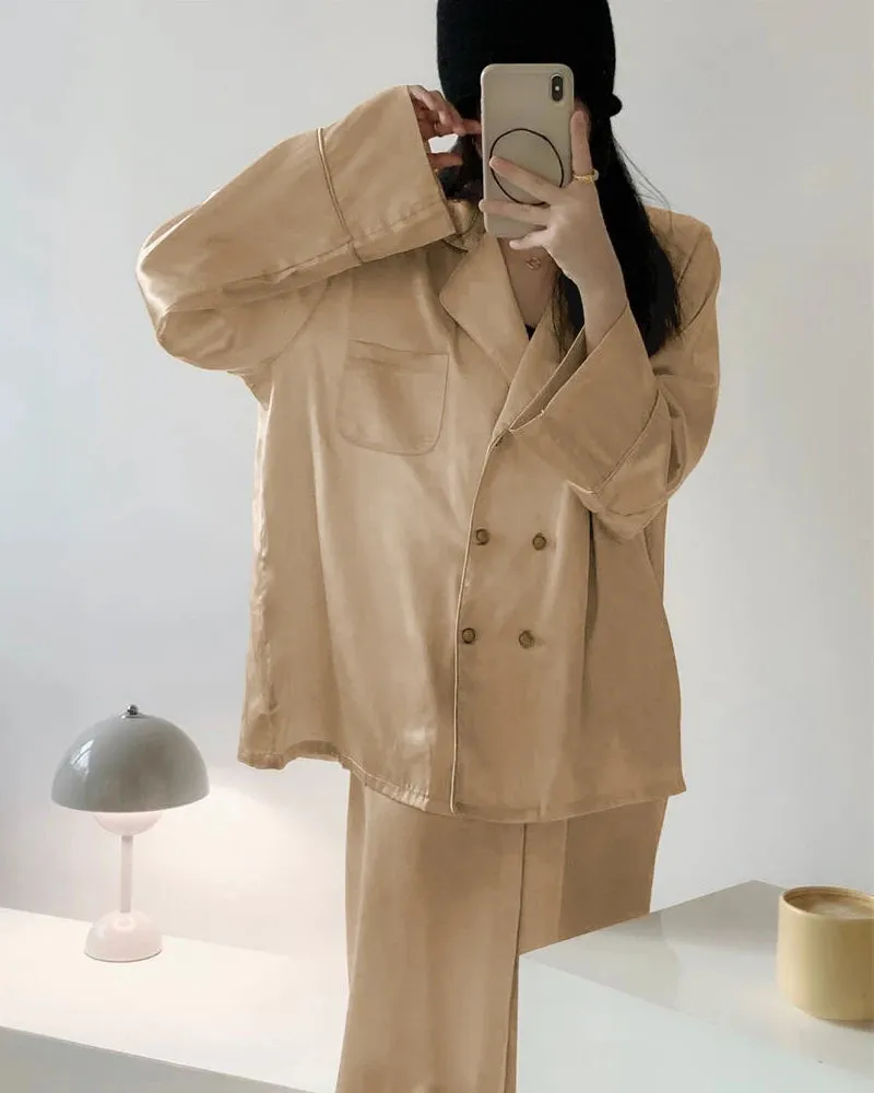 Oversized Double Breasted Silk Pajamas sold by DAISYSILK product image thumbnail 2