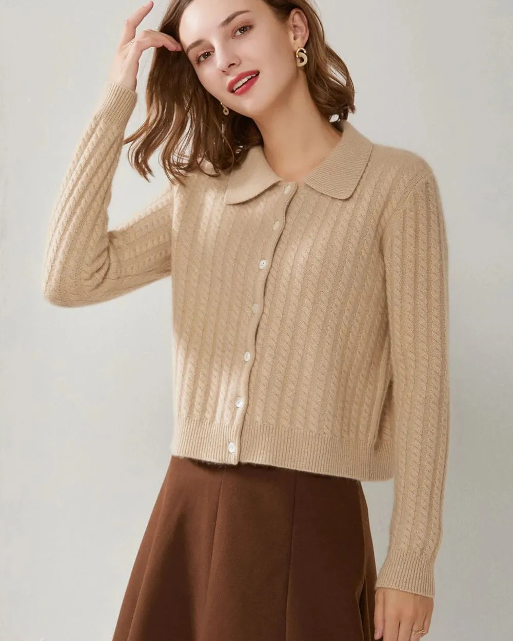 Cable Knit Cashmere Cardigan sold by DAISYSILK product image thumbnail 2