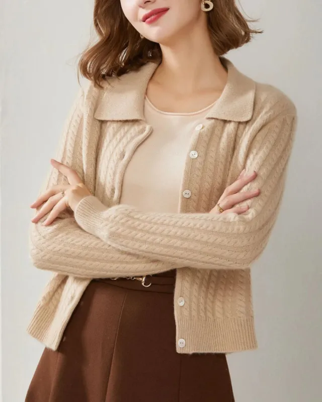 Cable Knit Cashmere Cardigan sold by DAISYSILK