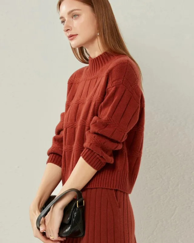 Textured Mock Neck Cashmere Sweater sold by DAISYSILK