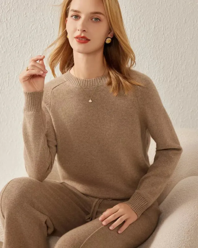 Classic Round Neck Cashmere Sweater sold by DAISYSILK