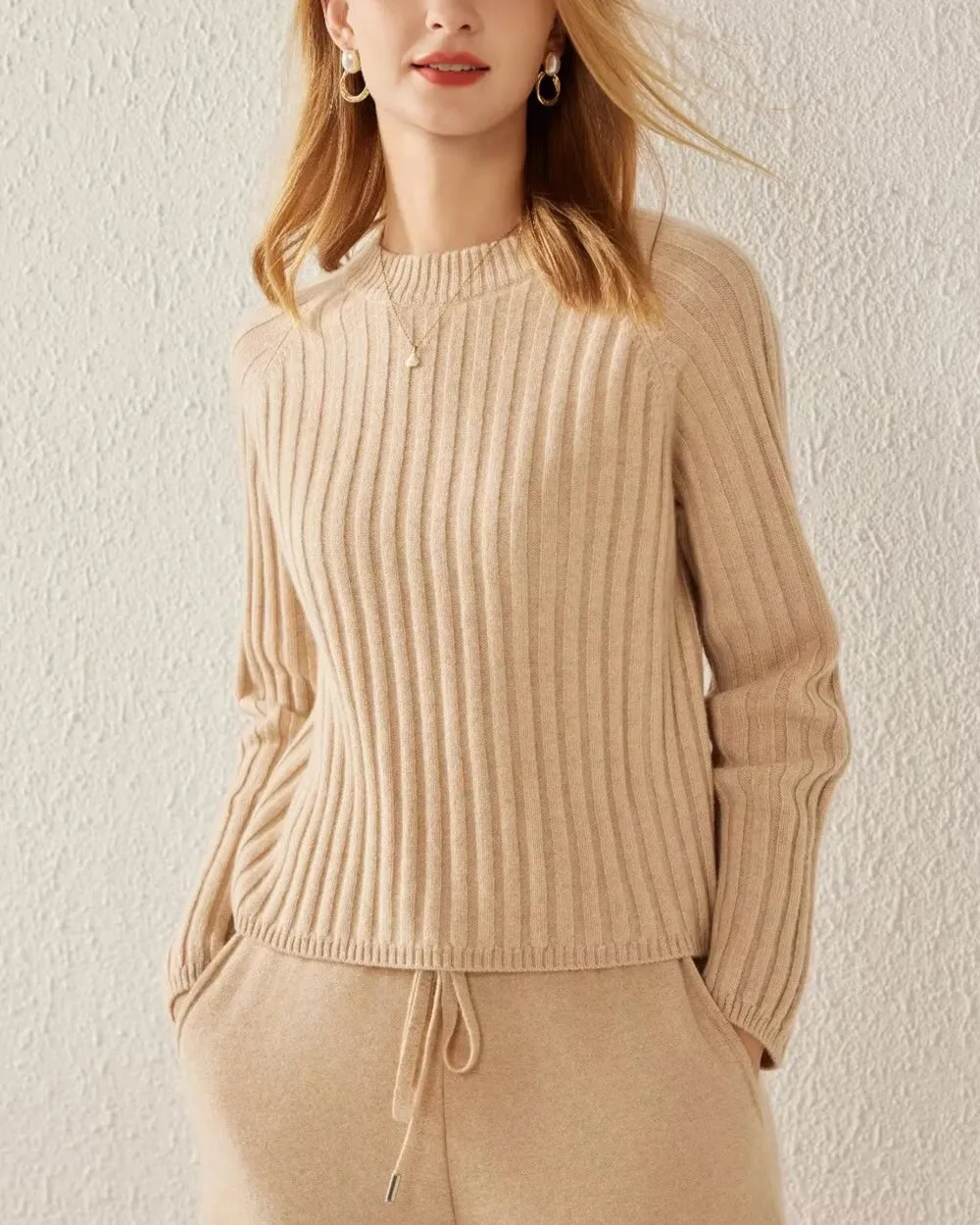 Long Sleeve Ribbed Cashmere Sweater sold by DAISYSILK product image thumbnail 2