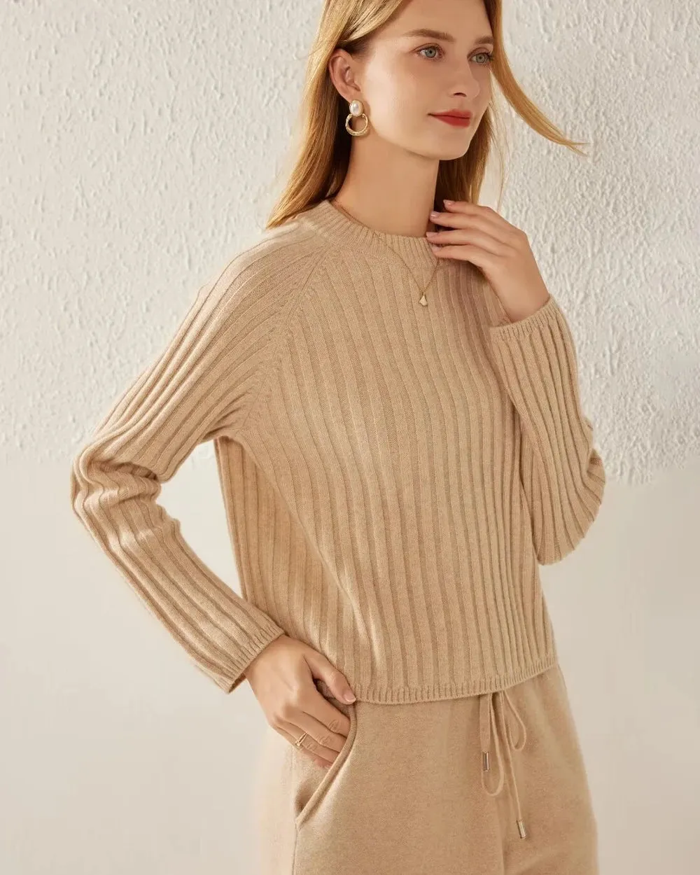 Long Sleeve Ribbed Cashmere Sweater sold by DAISYSILK product image thumbnail 3