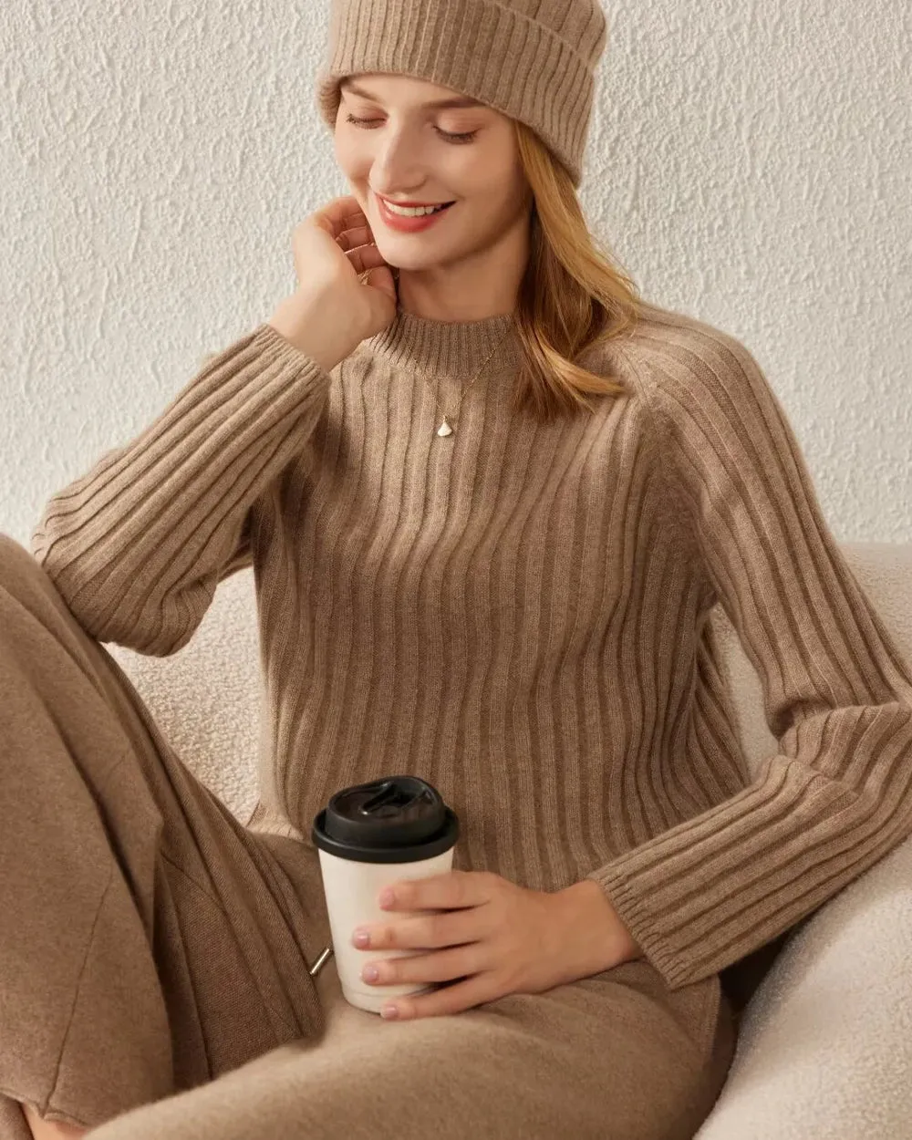 Long Sleeve Ribbed Cashmere Sweater sold by DAISYSILK