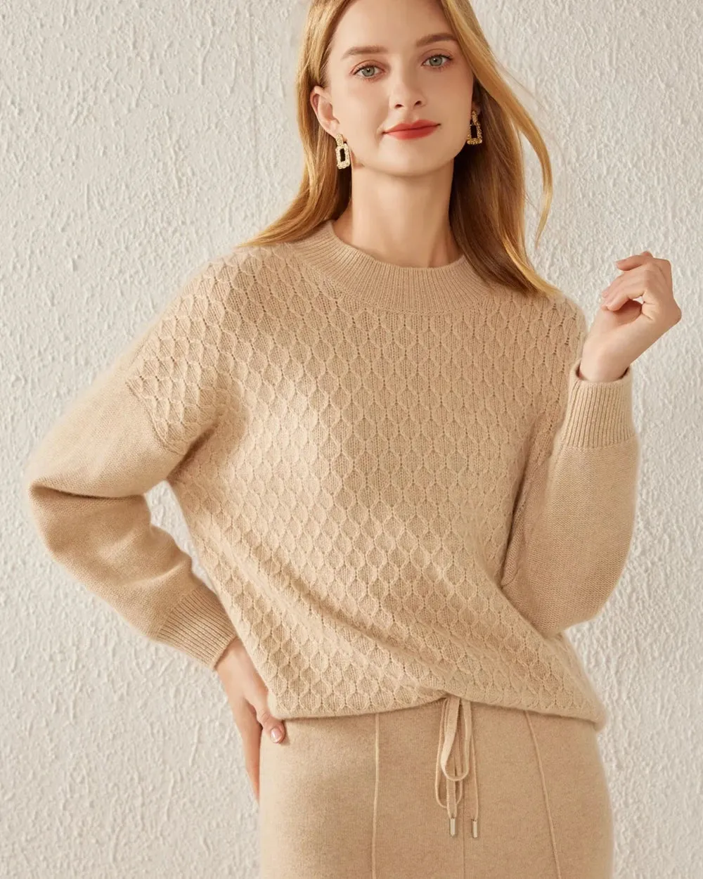 Textured Knit Pattern Cashmere Sweater sold by DAISYSILK product image thumbnail 5