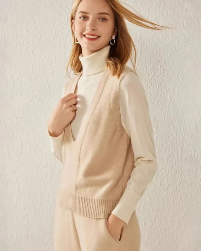 Deep V Neck Cashmere Vest sold by DAISYSILK