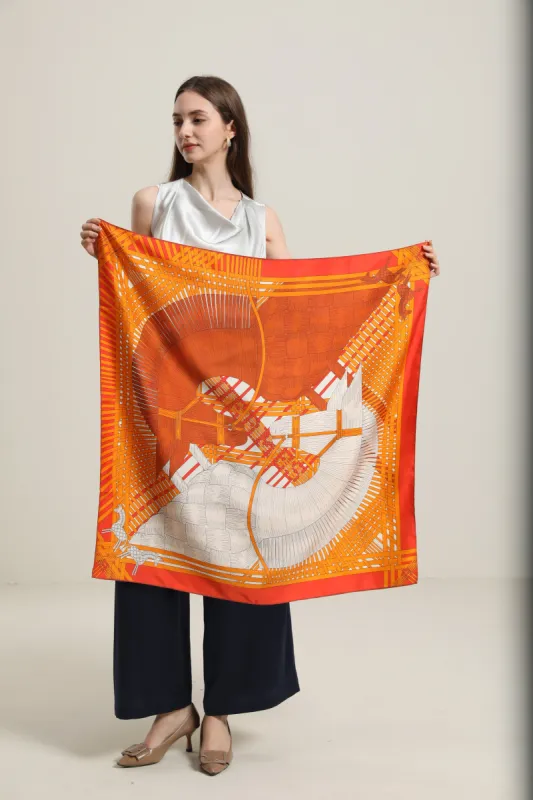 Silk Orange Design Scarf sold by DAISYSILK