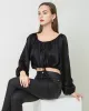 Lantern Sleeve Crop Top Silk Blouse sold by DAISYSILK