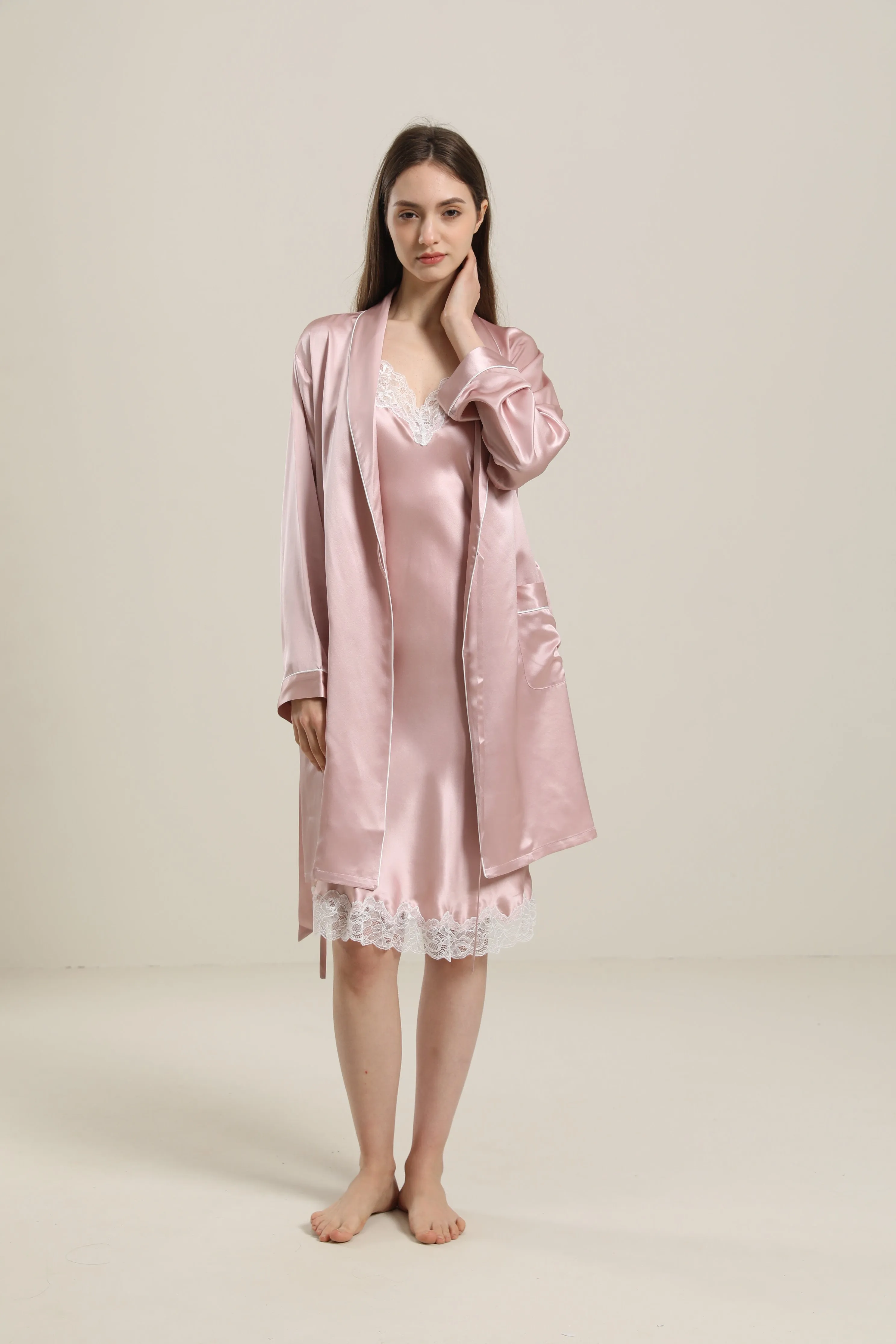 22 Momme Classic Mid Length Silk Robe For Women sold by DAISYSILK product image thumbnail 5