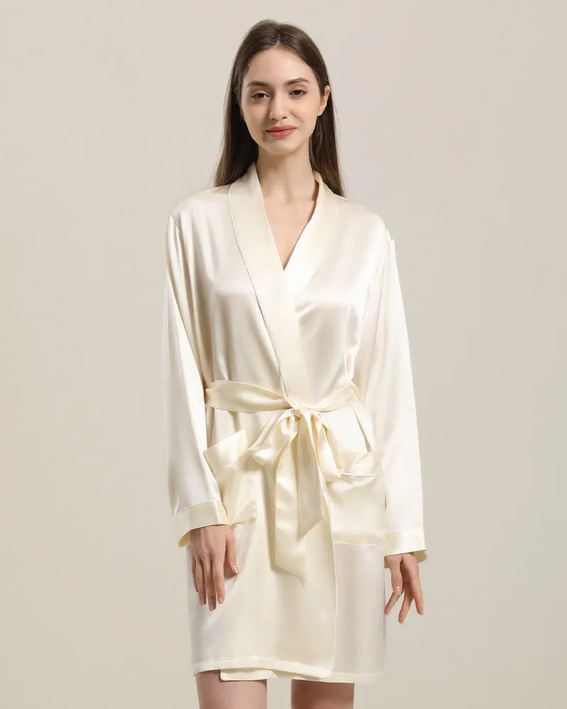 22 Momme Classic Mid Length Silk Robe For Women sold by DAISYSILK
