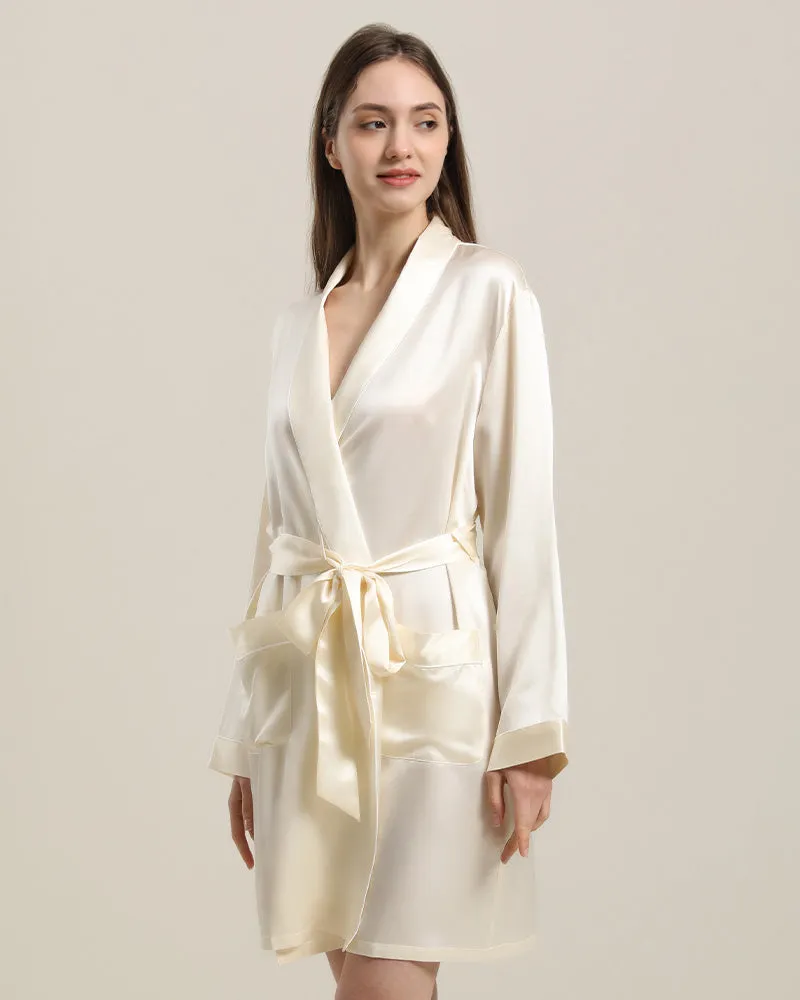 22 Momme Classic Mid Length Silk Robe For Women sold by DAISYSILK product image thumbnail 2