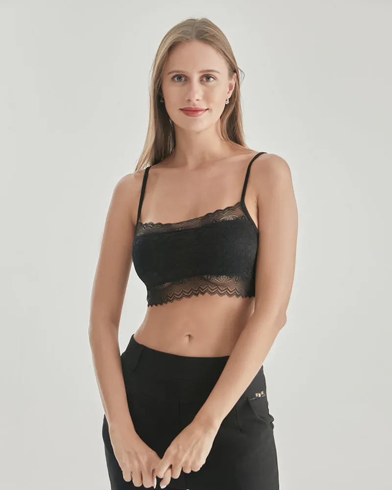 Knit Silk Bralette Square Neck Lace Crop Top sold by DAISYSILK product image thumbnail 4