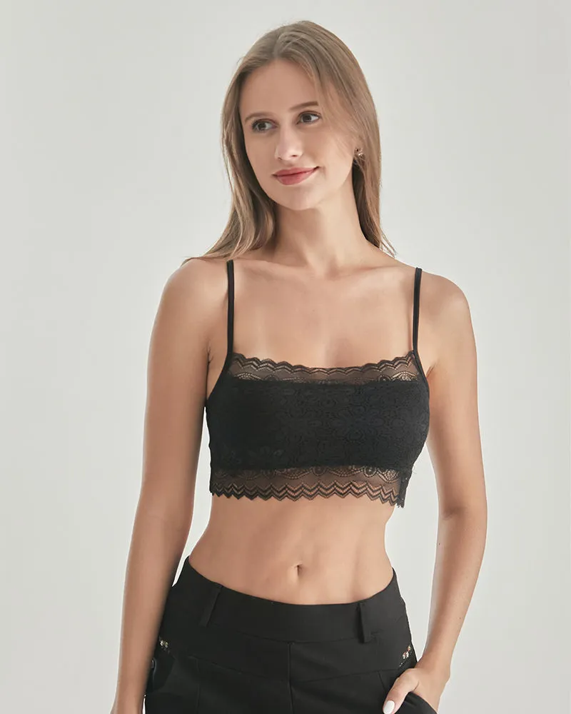 Knit Silk Bralette Square Neck Lace Crop Top sold by DAISYSILK product image thumbnail 3