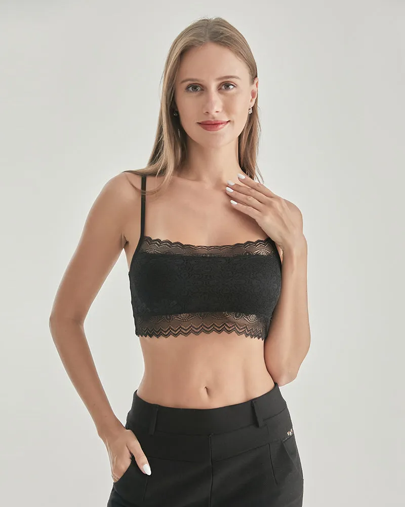 Knit Silk Bralette Square Neck Lace Crop Top sold by DAISYSILK product image thumbnail 5