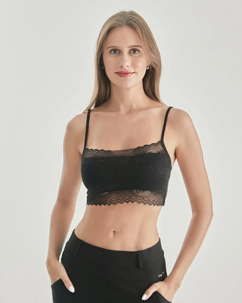 Knit Silk Bralette Square Neck Lace Crop Top sold by DAISYSILK product image thumbnail 2