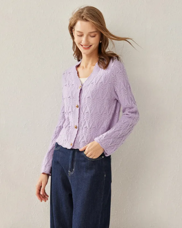 Button-Down V-Neck Cashmere Cardigan sold by DAISYSILK