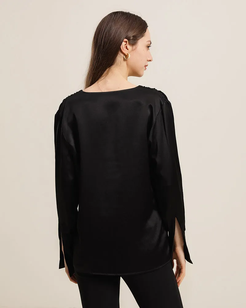 Basic V-Neck Silk Blouse sold by DAISYSILK product image thumbnail 4