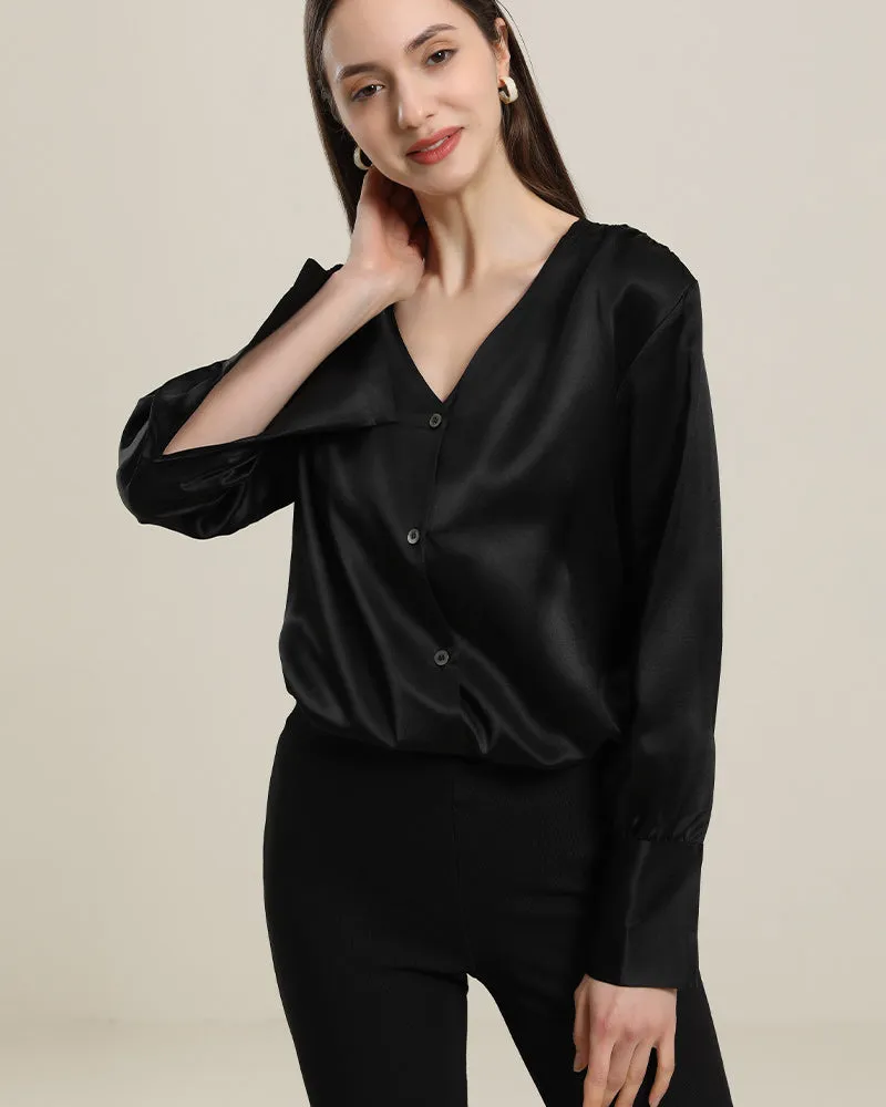 Basic V-Neck Silk Blouse sold by DAISYSILK product image thumbnail 2