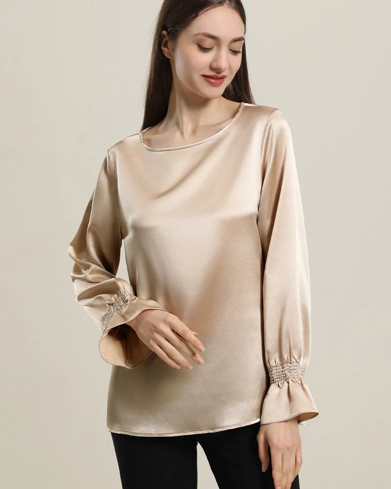 Long Sleeve Ruffle Cuffs Silk Blouse sold by DAISYSILK product image thumbnail 3
