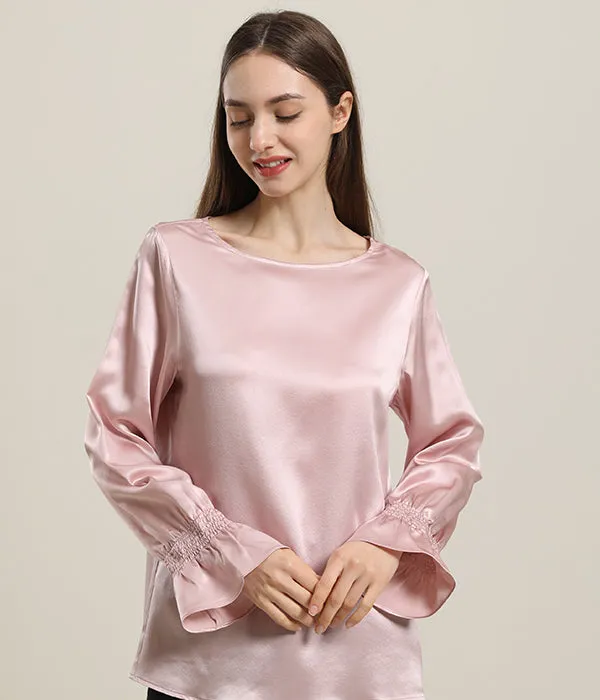 Long Sleeve Ruffle Cuffs Silk Blouse sold by DAISYSILK product image thumbnail 5