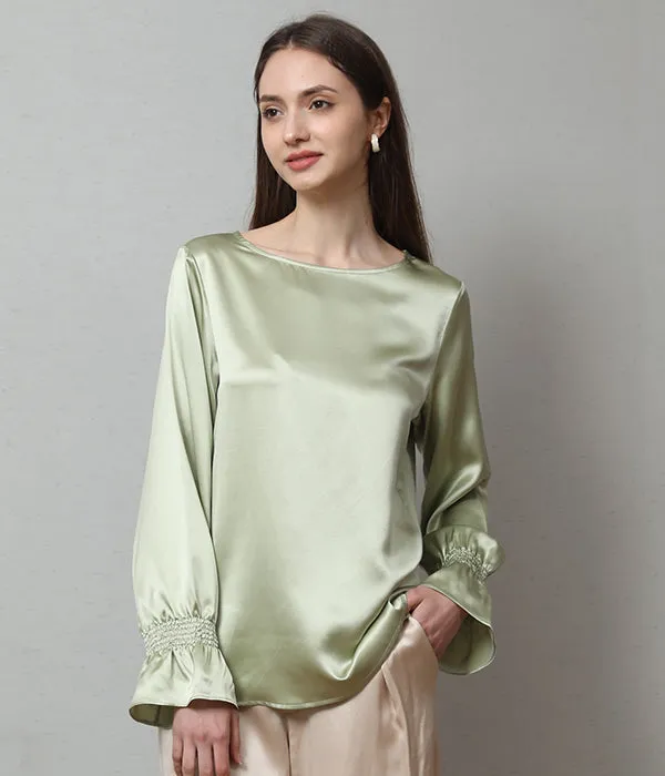 Long Sleeve Ruffle Cuffs Silk Blouse sold by DAISYSILK product image thumbnail 2