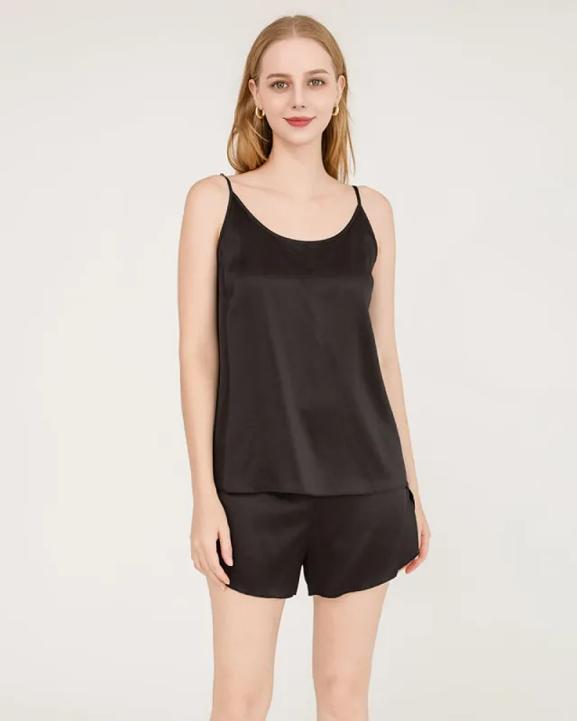 Back-Slit Silk Cami Top and Shorts Pajama Set sold by DAISYSILK