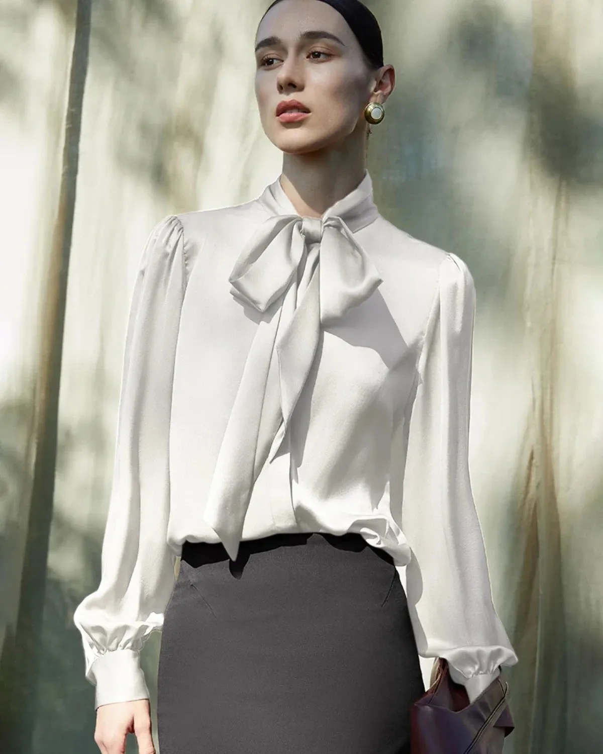 30 Momme Ladies Silk Tie-Front Blouse sold by DAISYSILK product image thumbnail 4