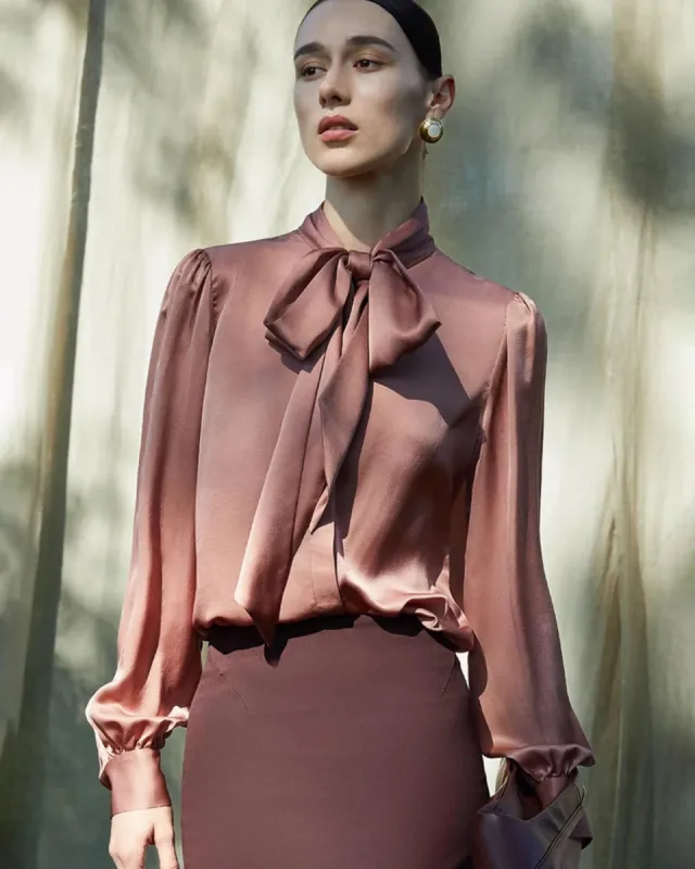 30 Momme Ladies Silk Tie-Front Blouse made by DAISYSILK