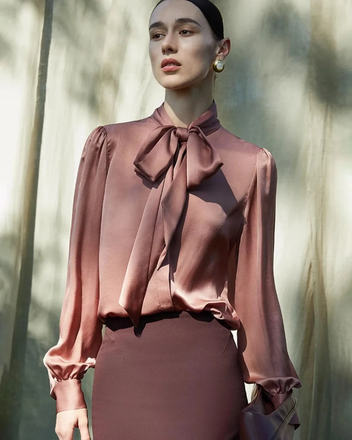 30 Momme Ladies Silk Tie-Front Blouse sold by DAISYSILK