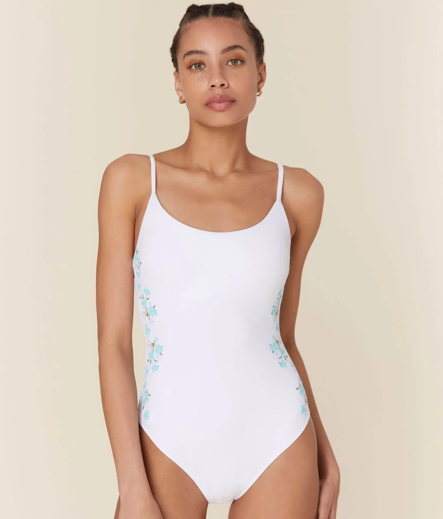 The Amalfi One Piece - Eco Nylon - Embroidered White - Classic sold by Modatrova