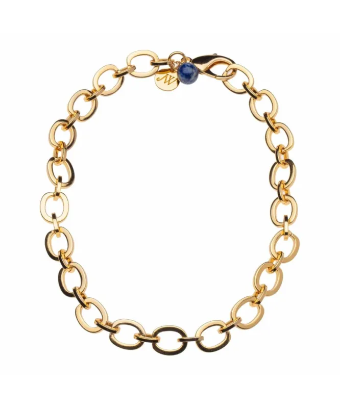 Chunky Link Chain with Lapis Bead sold by Modatrova