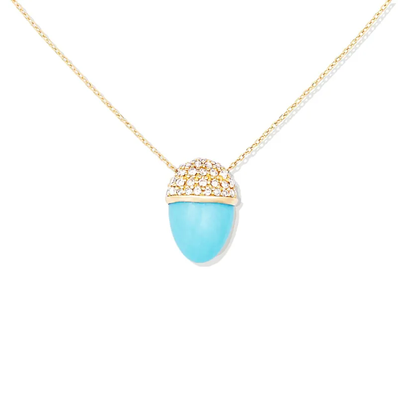Found Cap Pendant Necklace - Turquoise & Brown Diamond sold by Modatrova