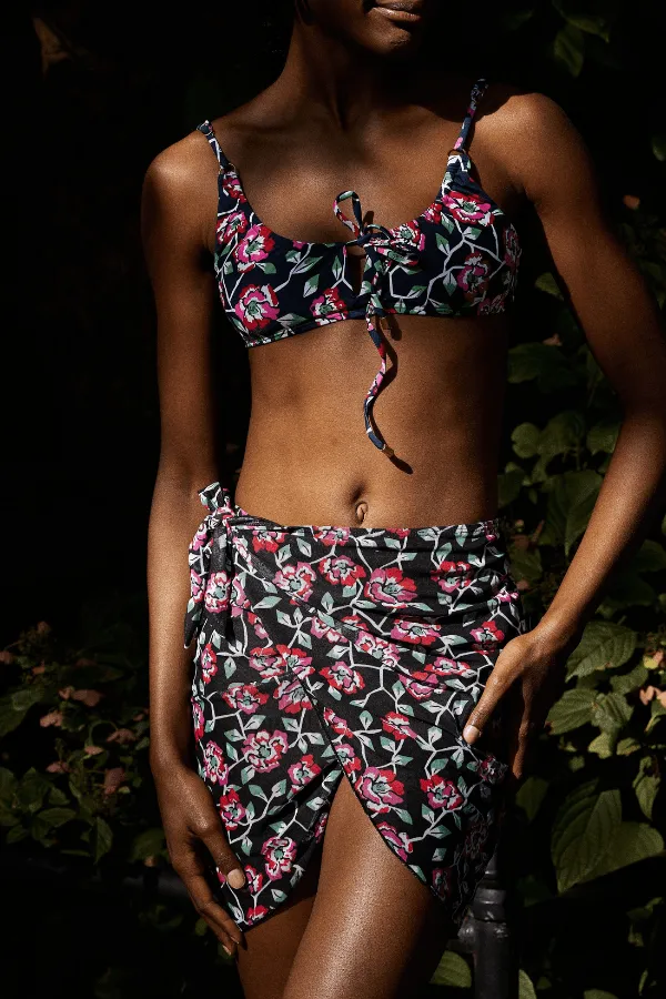 Bridget Wrap Skirt in Navy Floral sold by Modatrova