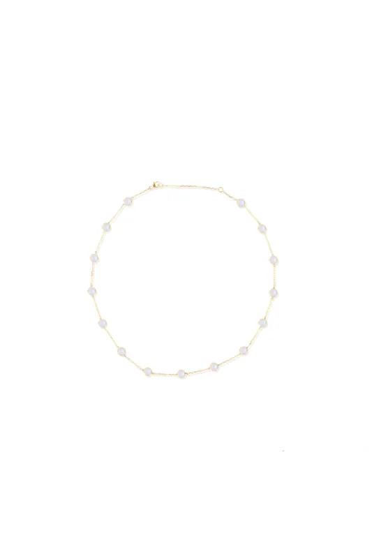 Found Cabochon Station Necklace - Rainbow Moonstone & Diamond sold by Modatrova
