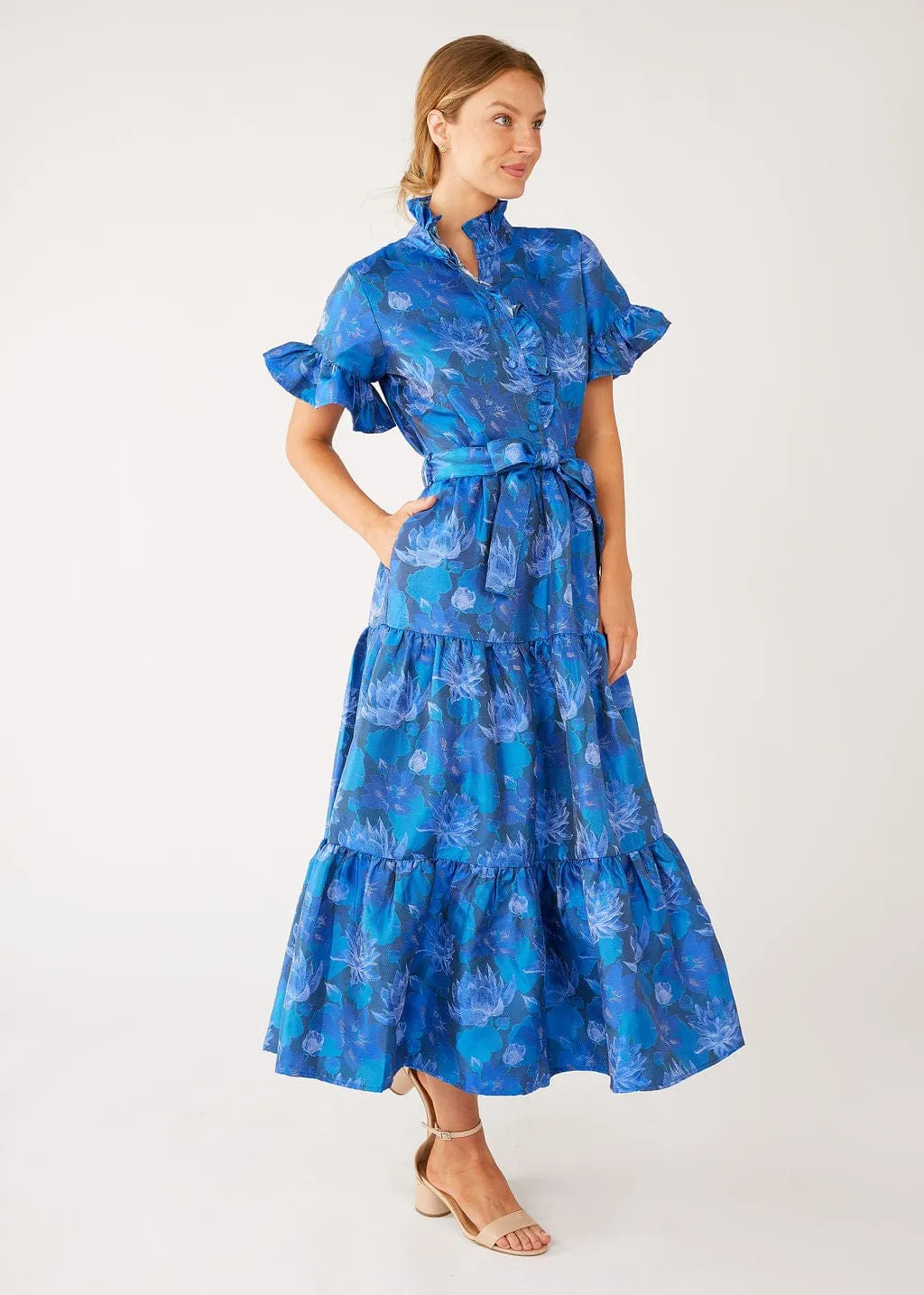 Sadie Maxi Dress Blue Floral Silhouette Jacquard sold by Modatrova product image thumbnail 5