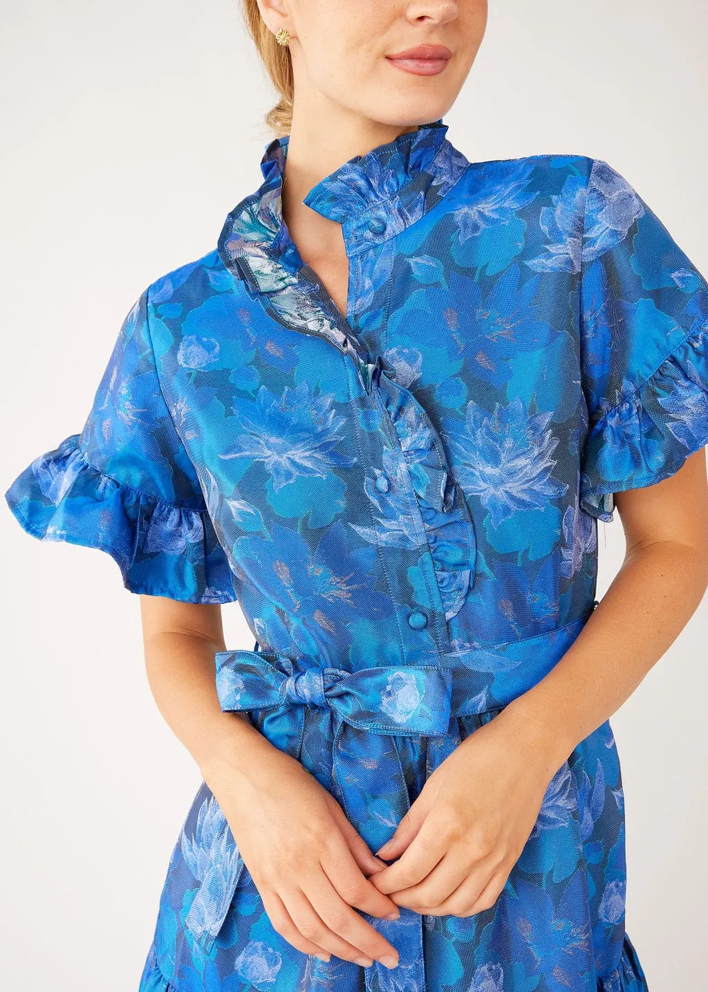 Sadie Maxi Dress Blue Floral Silhouette Jacquard sold by Modatrova product image thumbnail 2