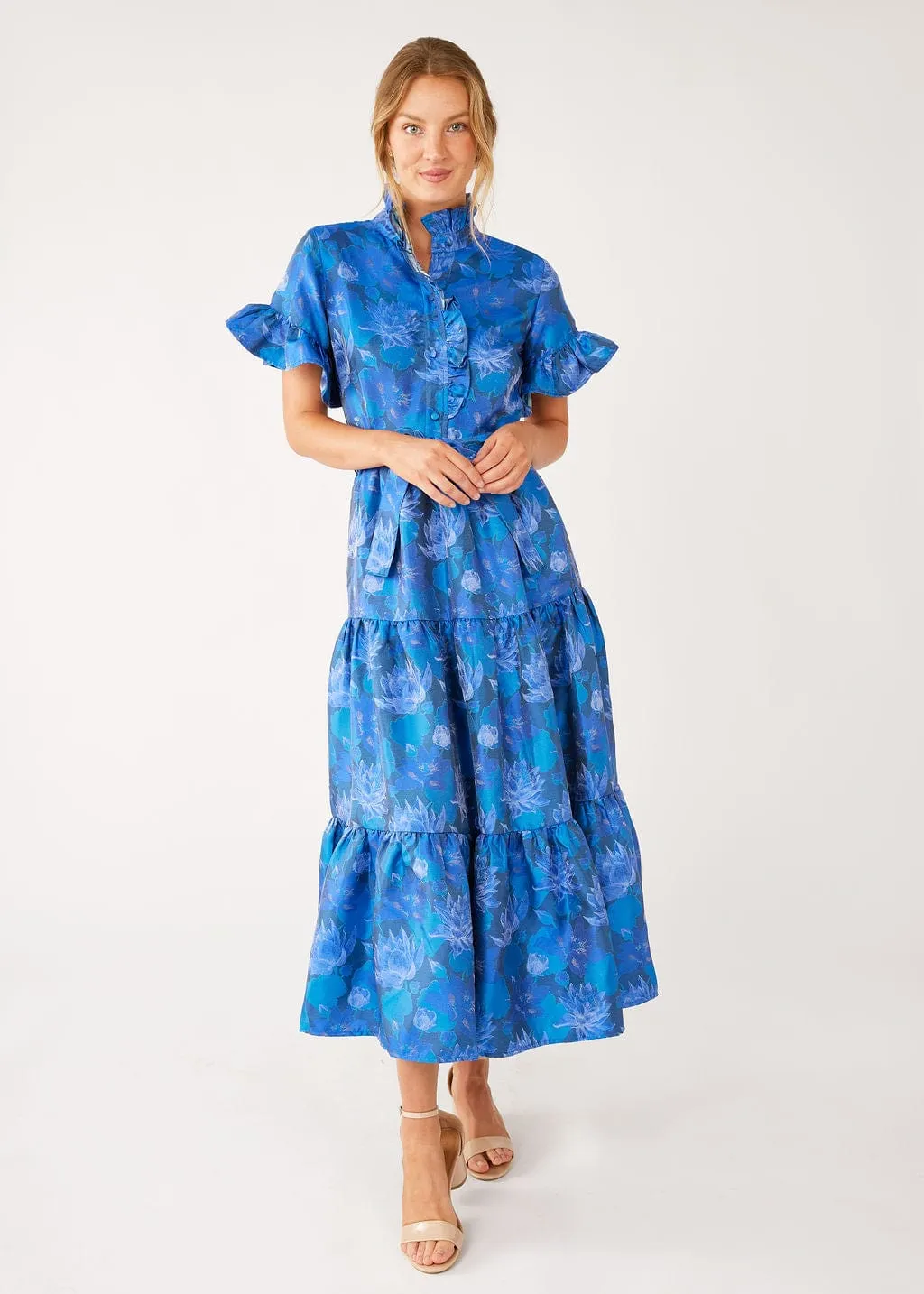 Sadie Maxi Dress Blue Floral Silhouette Jacquard sold by Modatrova product image thumbnail 4