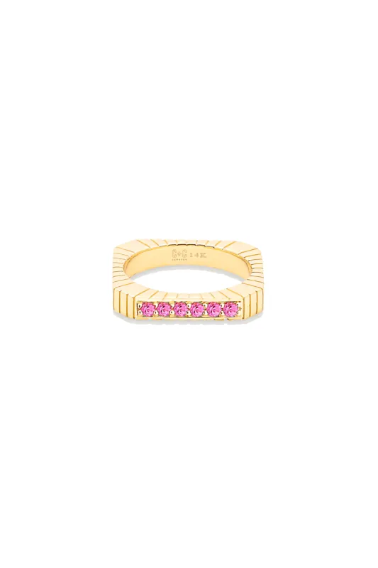 Spark Etched Stacking Band Ring - Pink Sapphire sold by Modatrova
