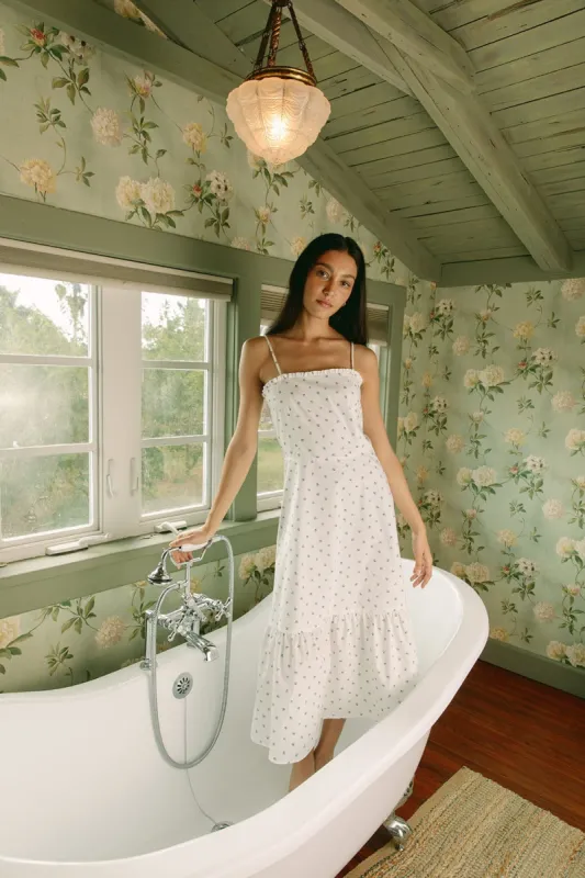 The Maggie Dress in Fields of Blue sold by Modatrova