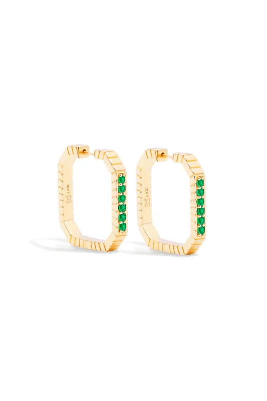 Spark Octagon Hoop Earring - Emerald sold by Modatrova